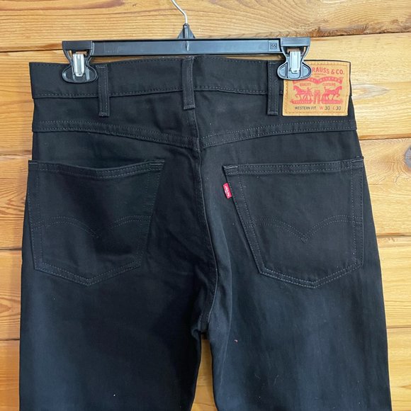 NWT Levi's Jeans Mens Black Western Fit Strong Straight Leg Zip 30x30 - Picture 5 of 10